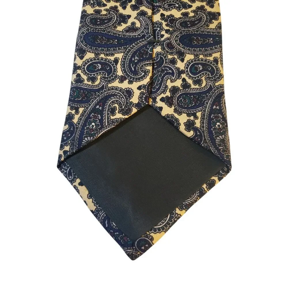Bert Pulitzer Collectors Edition Neck Tie Mens Luxury Yellow Blue Paisley Office